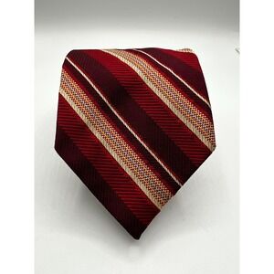 Jos A Bank Repp Tie Designer Necktie Red Blue Beige Striped Silk Made in Italy